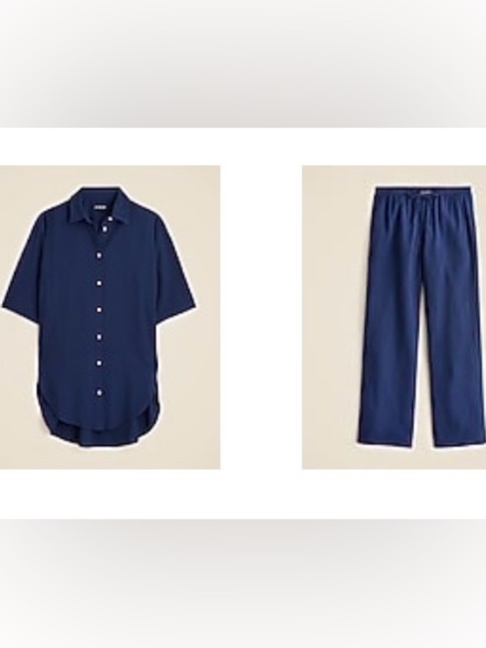J Crew Airy Gauze Button up shirt and Drawstring waist pant set. EUC Sz. SM.